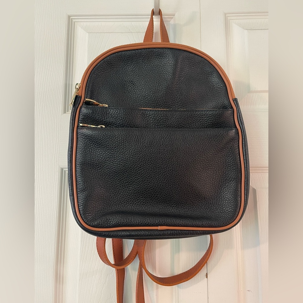 Valentina Black Pebbled Leather Backpack